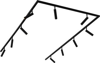 QAZQA Moderno Sistema de iluminación de riel moderno con 10 focos negros monofásicos - Slimline Uzzy Aluminio /Metálica Adecuado para led Max. 10 x 5 Watt