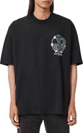 AllSaints Snakebite T-Shirt in Washed Black at Nordstrom, Size Xx-Large