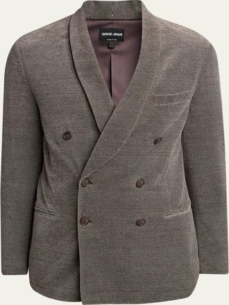 Giorgio Armani Mens Double-Breasted Jacket in Cotton Jersey