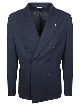 Manuel Ritz Giacca DP Spigato Double-Breasted Herringbone Blazer