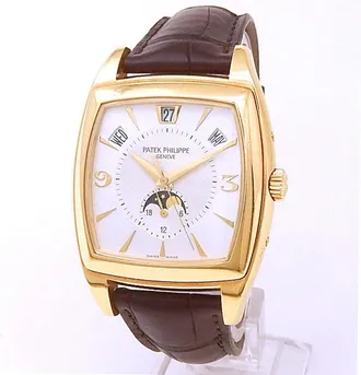 Patek Philippe Pre-owned Patek Philippe Gondolo GMT Automatic Moon Phase Silver Dial Mens Watch 5135J-001