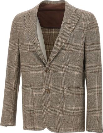 Barba checked buttoned blazer - Brown