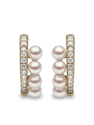 Yoko London Orecchini a cerchio Eclipse in oro giallo 18 carati con perle Akoya e diamanti