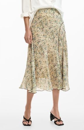 Desigual Abstract Print Midi Skirt in Medium Beige at Nordstrom, Size X-Large