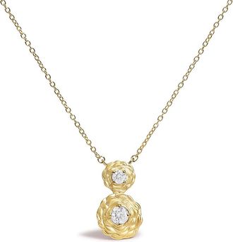 House of Brilliance 14K Yellow Gold Plated Sterling Silver 1/2 Cttw Lab Grown Diamond Rose Pendant Necklace