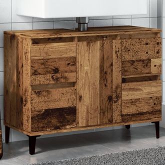 Berkfield Home Sink Cabinet Old Wood 80x33x60 cm Engineered Wood in Brown | Size: 80 x 33 x 60 cm