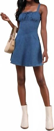 Lulus Considered Chambray Bustier Mini Dress In Charisma Blue