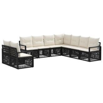 vidaXL Conjunto De Sof&aacute;s De Jard&iacute;n 9 Pcs Negro Rat&aacute;n Sint&eacute;tico Vidaxl