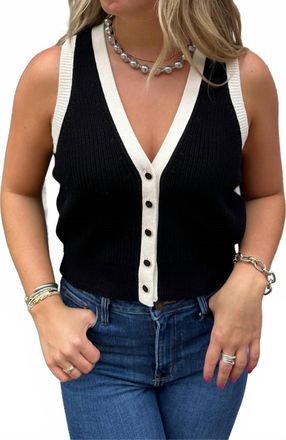 525 america Claudia Button Shaker Vest In Black Multi