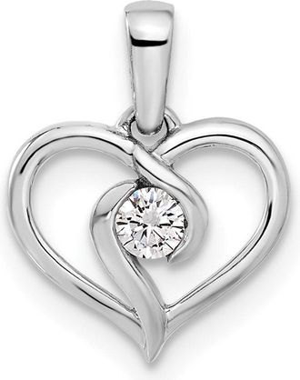 Diamond2Deal 14K White Gold Lab Grown Diamond Heart Pendant (0.1ct, VS, G-H)