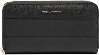 Piquadro Pd 1515W140Rn Grote Zip Wallet - Dames - Portefeuilles - Zwart - ONE Size - Leer - Accessoires