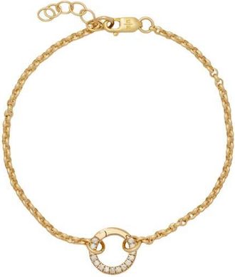 Made by Mary Rolo Charm Bracelet with CZ Link Lock in Gold Filled at Nordstrom, Size 8