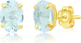 MAX + STONE 14k Yellow or White Gold 7x5mm Oval Stud Earrings with Push Backs