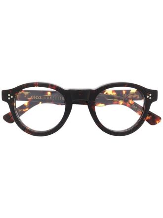 Lesca Gaston round-frame glasses - Brown