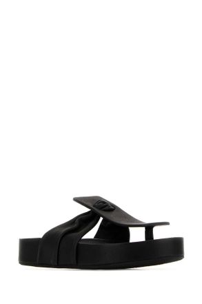 Uma Wang Womens Black Leather Thong Slippers Flat Shoes