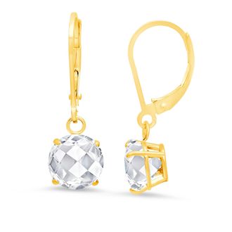 MAX + STONE Solid 10K Yellow or White Gold 8mm Gemstone Dangle Earrings