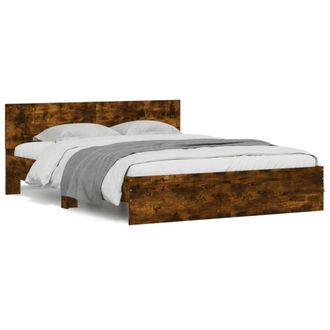 Berkfield Home Bed Frame without Mattress Smoked Oak 140x200 cm in Brown