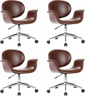 vidaXL Sillas De Comedor Giratorias 4 Unidades Cuero Sint&eacute;tico Marr&oacute;n Vidaxl