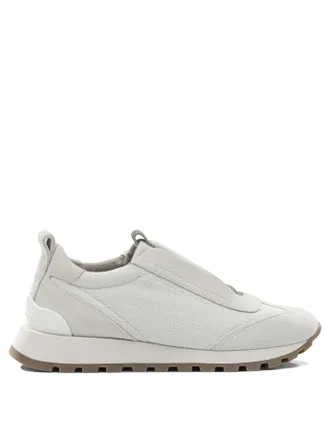 Brunello Cucinelli Brunello Cucinelli Canvas And Suede Sneaker With Precious Detail