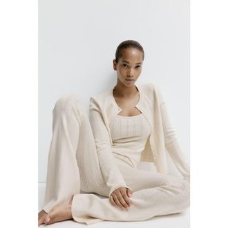 H&M Pointelle-knit Viscose-blend Trousers in Light Beige at Nordstrom, Size X-Small