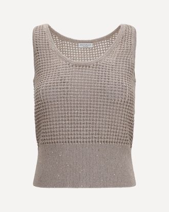 Brunello Cucinelli Perforated sequin Tank Top Female M