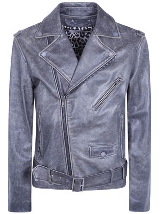 Golden Goose Jacket Distressed Bull Leather Golden MS Chiodo