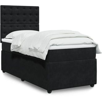 vidaXL Cama Box Spring Con Colch&oacute;n Terciopelo Negro 100x200 Cm Vidaxl