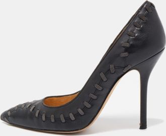 Oscar De La Renta Oscar De La Renta Black Leather Pointed Toe Pumps