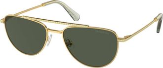 Swarovski Womens Crystal Embellish Sunglasses In Gold/ Green