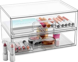 Sorbus Set Of 2 Acrylic Pull-Out Clear Makeup Storage Containers