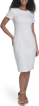 Calvin Klein Short Sleeve Sheath Dress in Cream at Nordstrom Rack, Size 14