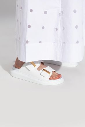 Alexander McQueen Leather Slides, Womens, White