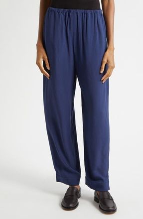 Emporio Armani Micro Leopard Spot Jacquard Wide Leg Pants in Navy at Nordstrom, Size 16 Us