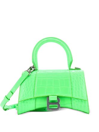 Balenciaga Hourglass Top Handle Bag Crocodile Embossed Leather XS satchel - Verde