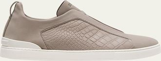 Ermenegildo Zegna Mens Triple Stitch Alligator Low-Top Sneakers