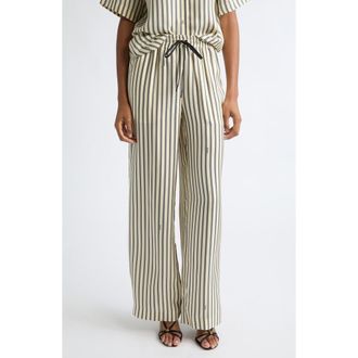 Versace Meandros Silk Twill Pants in Ivory Black at Nordstrom, Size 46