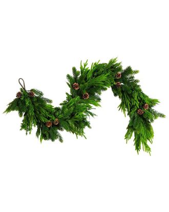 Nearly Natural 6Ft. Artificial Mixed Pine & Norfolk Garland