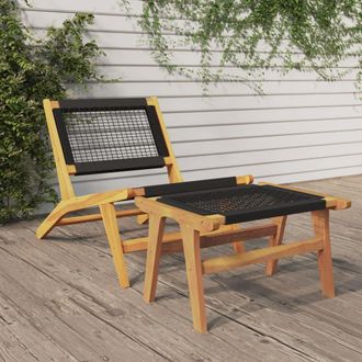 vidaXL Vidaxl - Silla De Jard&iacute;n Con Reposapi&eacute;s Madera Maciza Teca Y Poli&eacute;ster