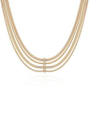 Vince Camuto Pav&eacute; Crystal Layered Herringbone Chain Necklace in Gold Tone at Nordstrom Rack