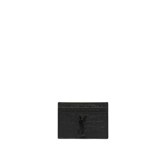Saint Laurent Wallets & Cardholders, male, Black, Size: ONE SIZE Black Leather Card Holder