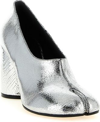 Maison Margiela Womens Tabi Pump Silver Calfskin Leather