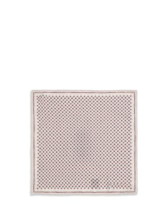 Brunello Cucinelli Mens Silk Pochette With Geometric Pattern Ciliegia Scarf Scarfs