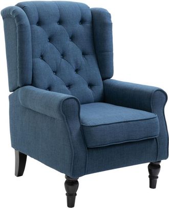 HOMCOM Homcom - Poltrona Elegante in Stile Francese con Cuscini Blu