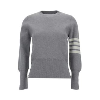 Thom Browne Pullover in pregiata lana Merino con 4 Bar - - Knitwear - Donna - Grigio - L