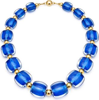 Gold & Honey Womens For After Hours Beaded Lucite Necklace In Lapis