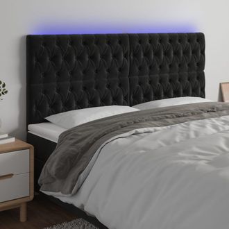vidaXL Cabecero Con Luces Led Terciopelo Negro 180x7x118/128 Cm Vidaxl