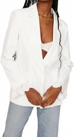 Something Navy Eyelet Cuffs Blazer In White