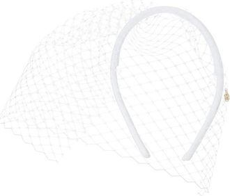 Maison Michel veil-detail satin headband - women - Polyimide - One Size - White