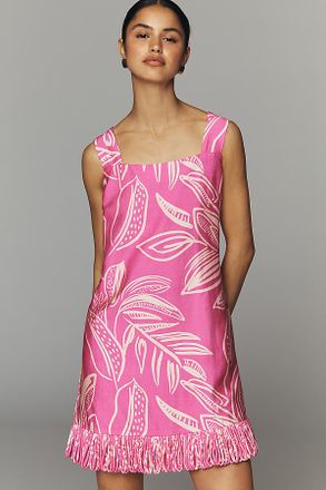 English Factory Fringed Square-Neck Mini Dress