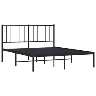Berkfield Home Metal Bed Frame with Headboard Black 160x200 cm
